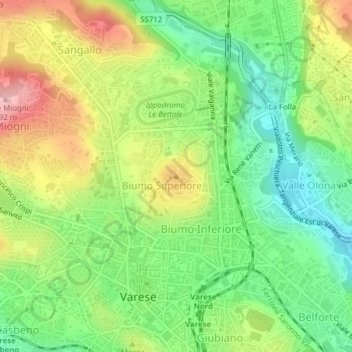 Carte topographique Colle di Biumo, altitude, relief