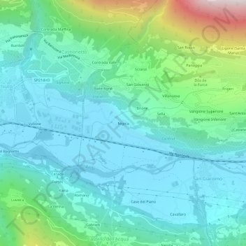 Carte topographique Nigola, altitude, relief