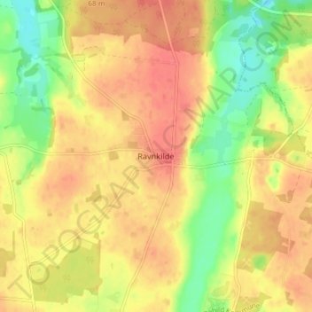 Carte topographique Ravnkilde, altitude, relief