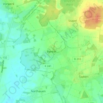 Carte topographique Benkel, altitude, relief
