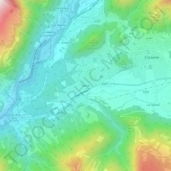 Carte topographique Fiorine, altitude, relief
