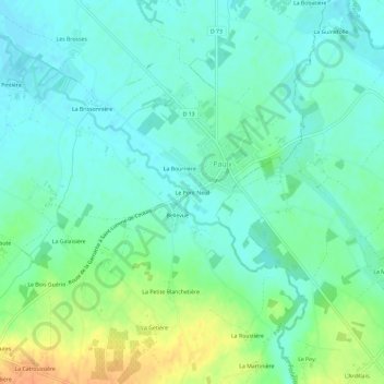 Carte topographique Le Pont Neuf, altitude, relief