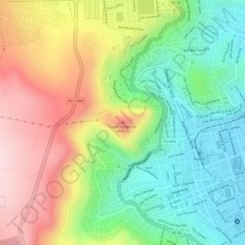 Carte topographique Cerro Azoguine, altitude, relief