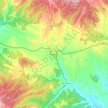 Carte topographique Benabarre, altitude, relief