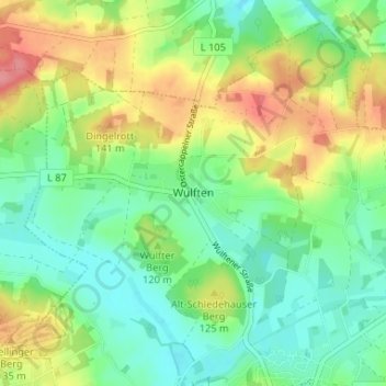 Carte topographique Wulften, altitude, relief