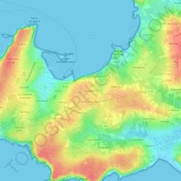 Carte topographique Keraudren, altitude, relief