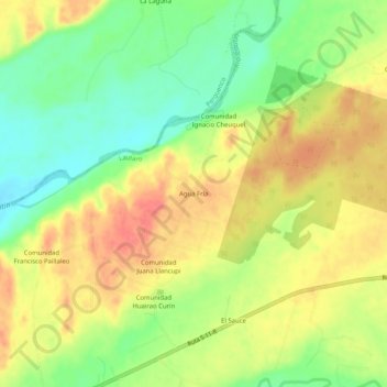 Carte topographique Agua Fría, altitude, relief