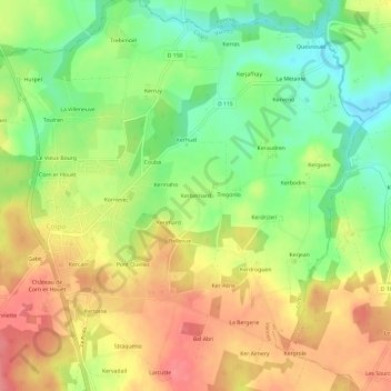 Carte topographique Kerbernard, altitude, relief