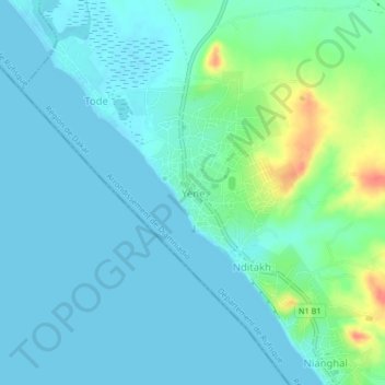 Carte topographique Yène, altitude, relief