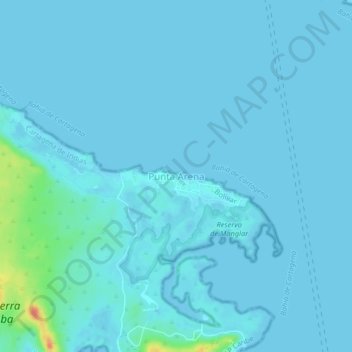 Carte topographique Punta Arena, altitude, relief