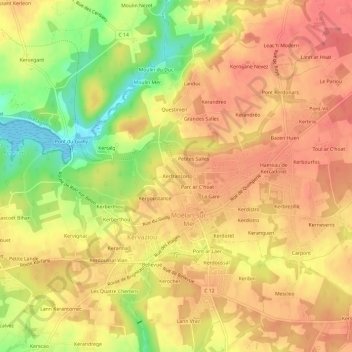 Carte topographique Kerfrançois, altitude, relief