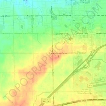 Carte topographique Graafschap, altitude, relief