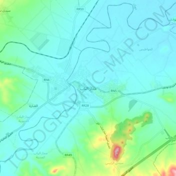 Carte topographique Medjez El-Bab, altitude, relief