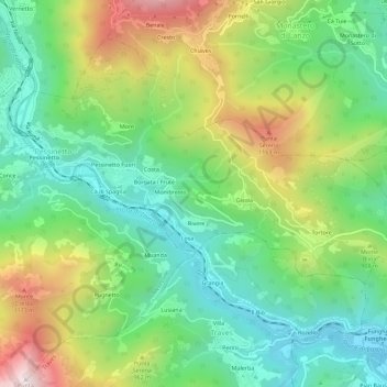 Carte topographique Maleggia, altitude, relief