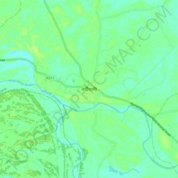 Carte topographique Katiadi, altitude, relief