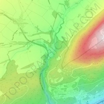 Carte topographique Valangin, altitude, relief