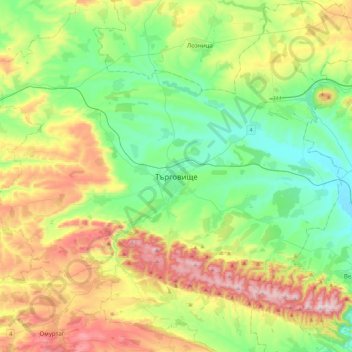 Carte topographique Targovichte, altitude, relief