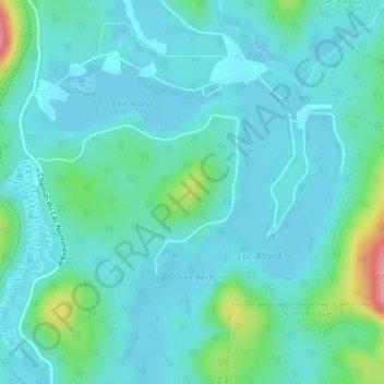 Carte topographique Lacs Allard, altitude, relief