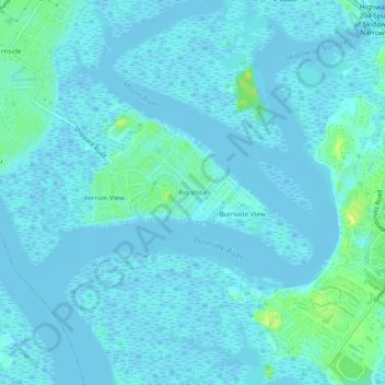 Carte topographique Rio Vista, altitude, relief