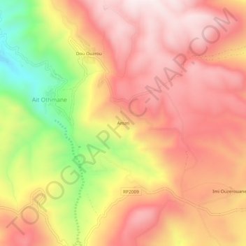 Carte topographique Amzri, altitude, relief