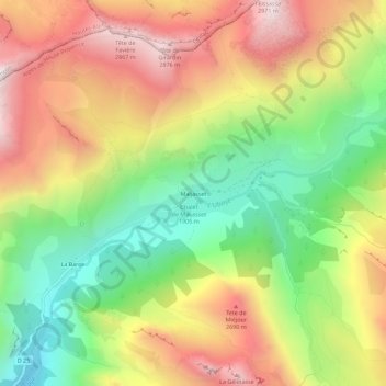 Carte topographique Maljasset, altitude, relief