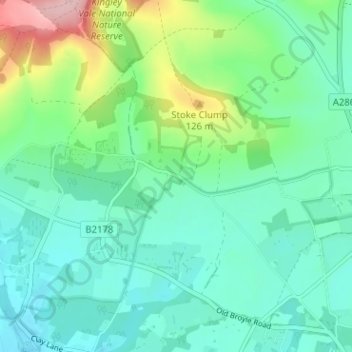 Carte topographique West Stoke, altitude, relief