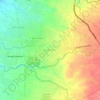 Carte topographique Estefania, altitude, relief