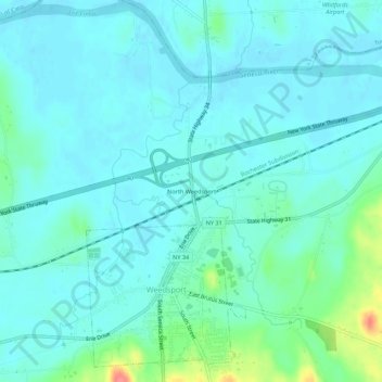 Carte topographique North Weedsport, altitude, relief