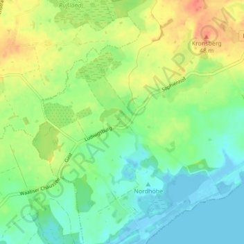 Carte topographique Ludwigsburg, altitude, relief