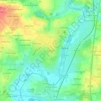 Carte topographique Les Omblais, altitude, relief