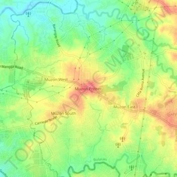 Carte topographique Muzon, altitude, relief