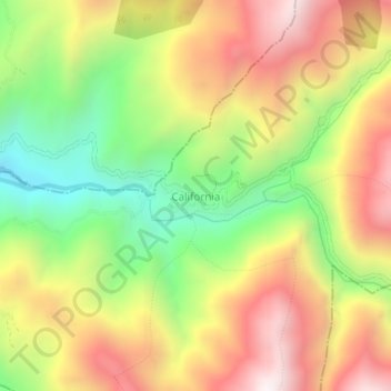 Carte topographique California, altitude, relief
