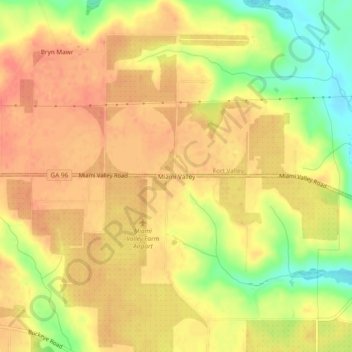 Carte topographique Miami Valley, altitude, relief