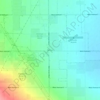 Carte topographique Del Sur, altitude, relief