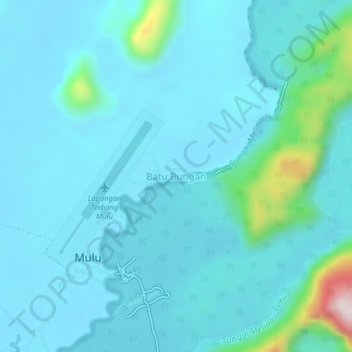 Carte topographique Batu Bungan, altitude, relief
