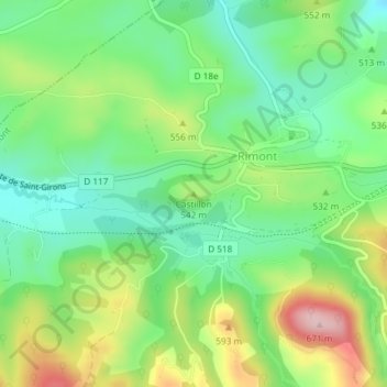 Carte topographique Castillon, altitude, relief