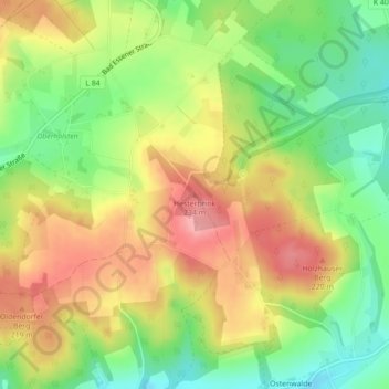 Carte topographique Hesterbrink, altitude, relief