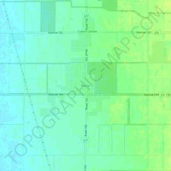 Carte topographique Poplar, altitude, relief