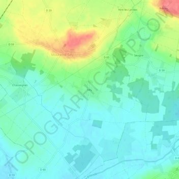 Carte topographique Silly, altitude, relief