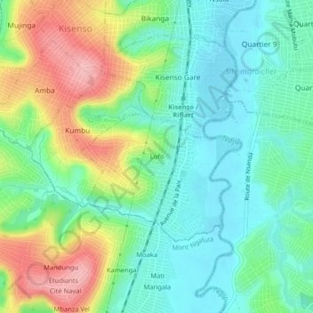 Carte topographique Lofo, altitude, relief