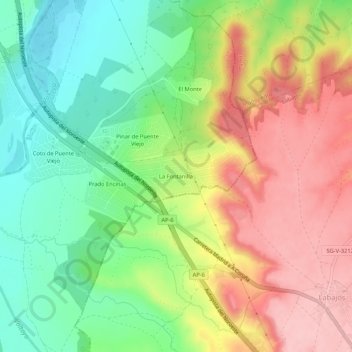 Carte topographique La Fontanilla, altitude, relief