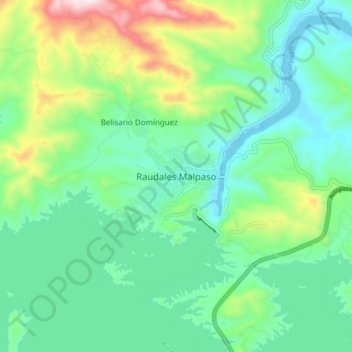 Carte topographique Raudales Malpaso, altitude, relief
