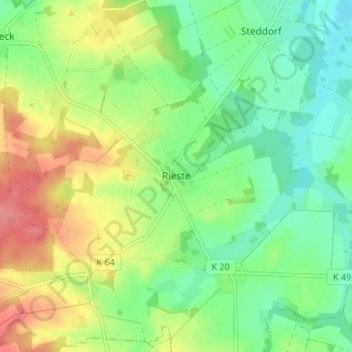 Carte topographique Rieste, altitude, relief