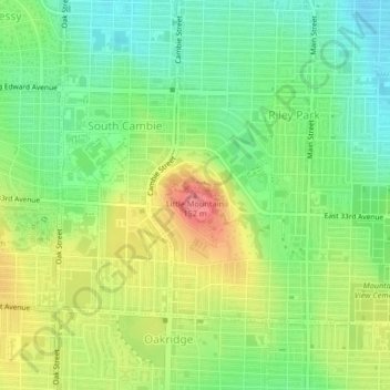 Carte topographique Little Mountain, altitude, relief