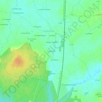 Carte topographique La Janverie, altitude, relief