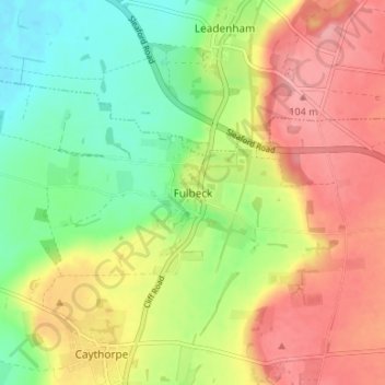 Carte topographique Fulbeck, altitude, relief