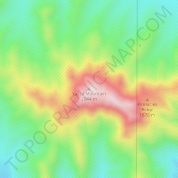 Carte topographique Yucca Mountain, altitude, relief