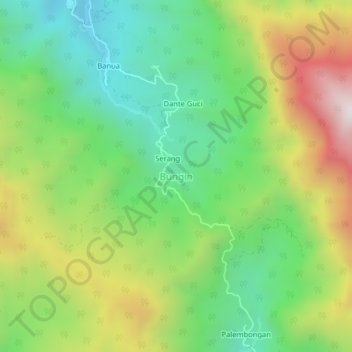 Carte topographique Bungin, altitude, relief