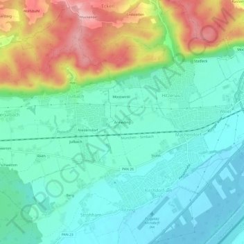 Carte topographique Armeding, altitude, relief