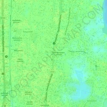 Carte topographique Thalavady, altitude, relief